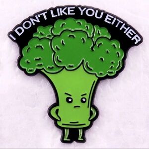 Broccoli Funny Enamel Pin, I Don’t Like You Either Enamel Pin, Green & B…
